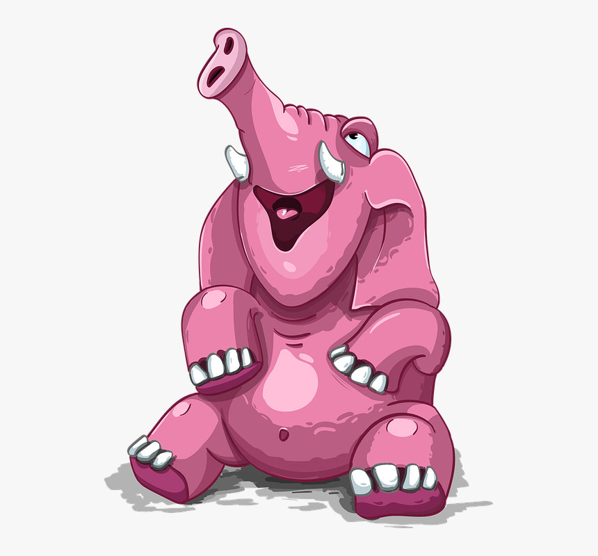 Elephant - Pink Elephant Sitting, HD Png Download