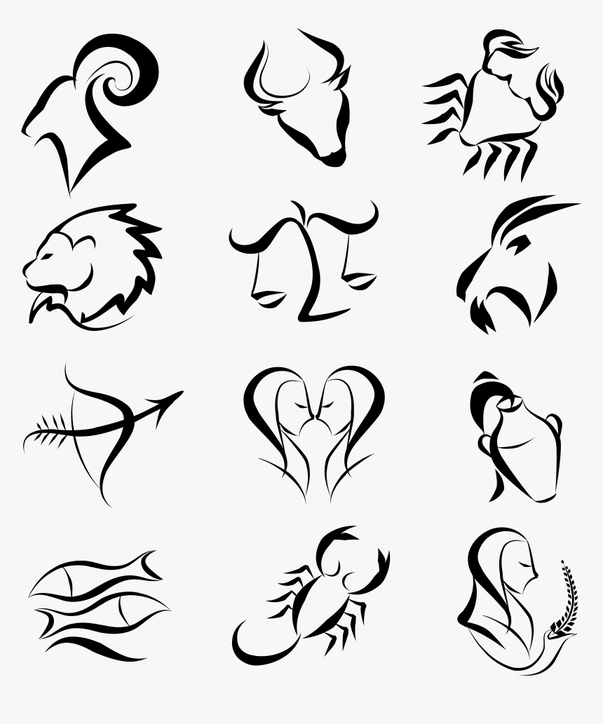 Zodiac Signs Png Clipart Picture - Zodiac Signs Line Art, Transparent Png