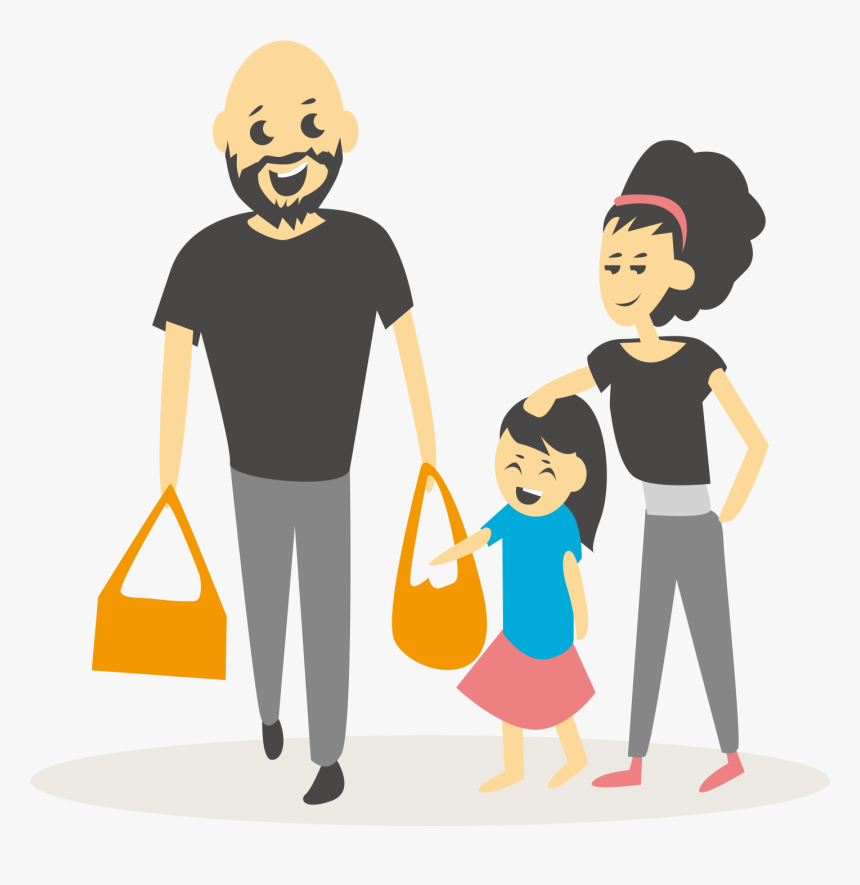 Family Shopping Illustration - Shopping Family Clipart Png, Transparent Png