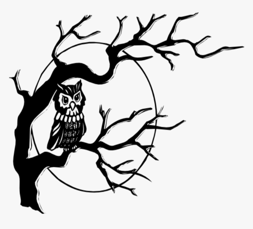 #mq #black #tree #owl #bird #silhouette - Owl Clip Art, HD Png Download