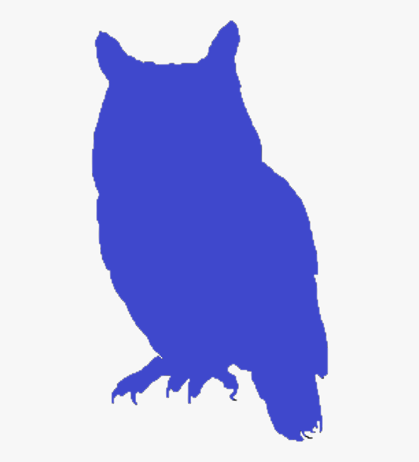 Blue Owl Silhouette - Owl Silhouette Drawing, HD Png Download