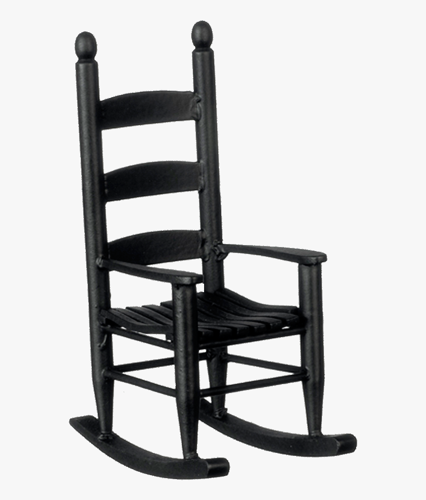 1 Inch Scale Dollhouse Miniature Black Rocking Chair - Miniature Rocking Chair, HD Png Download