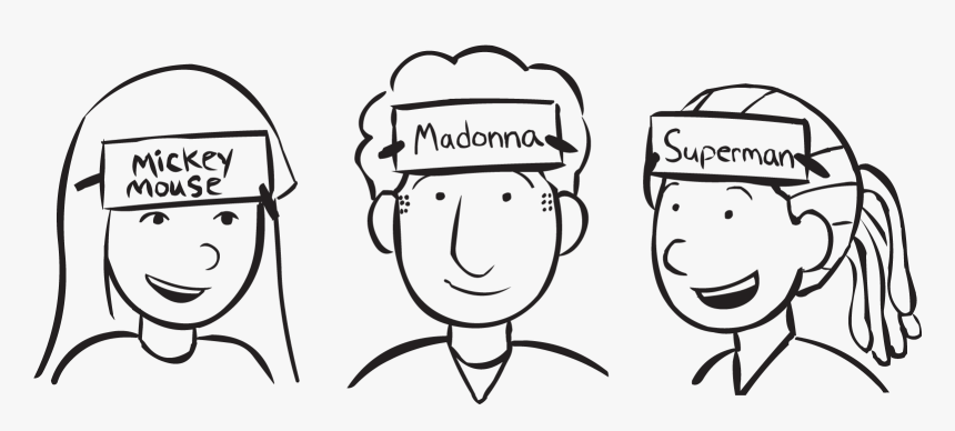 Three People With Name Of Celebrities Stuck To Their - Celebrity Heads Game Png, Transparent Png
