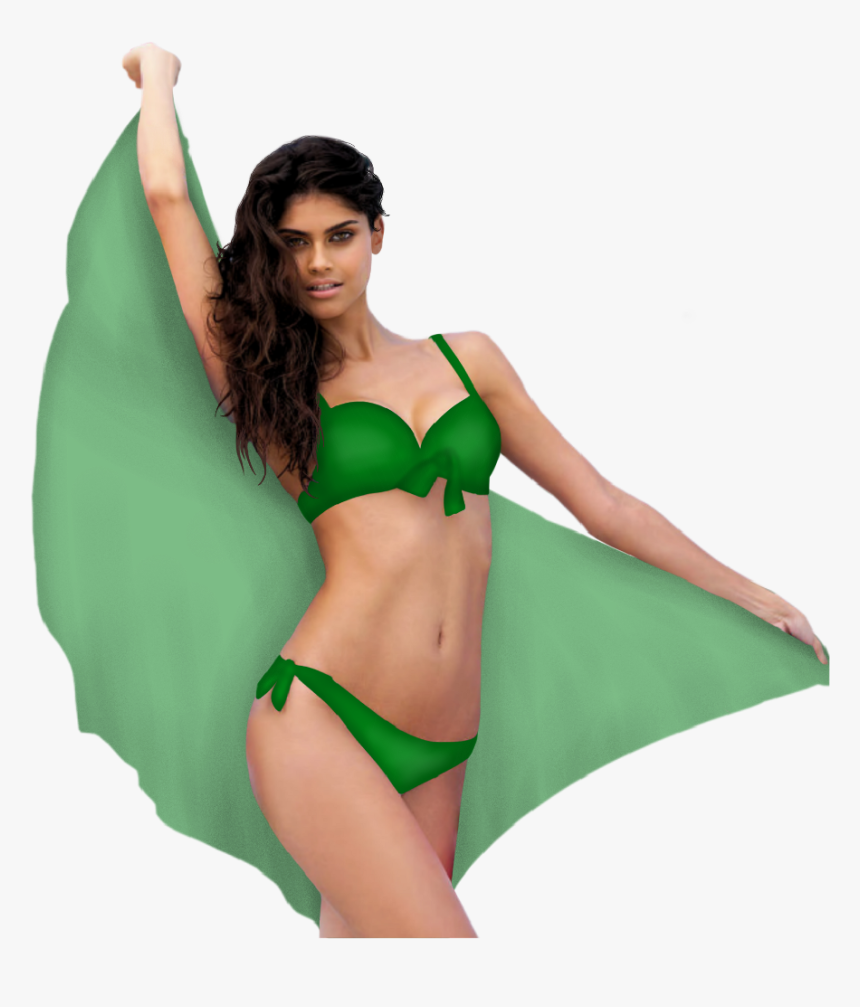 Girl Prettygirl Swimsuit Bikini Stickergirl Green Trans, HD Png Download