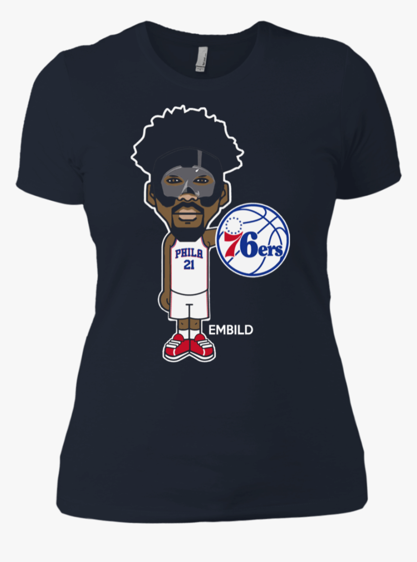 Find Philadelphia 76ers Joel Embiid Shirt Ladies - Cartoon, HD Png Download