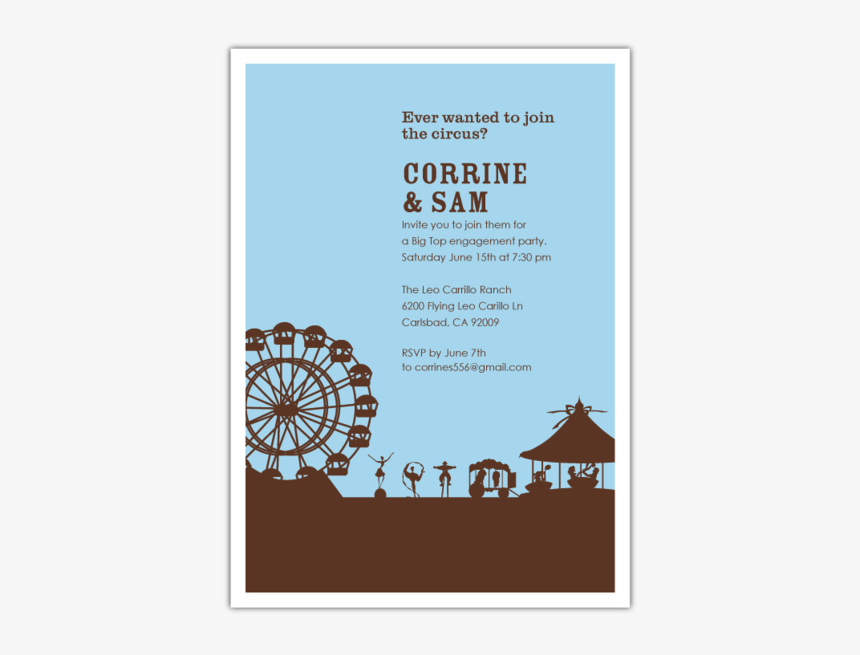 Silhouette Circus Skyline Wedding Invitation Engagement - Circus Silhouette, HD Png Download