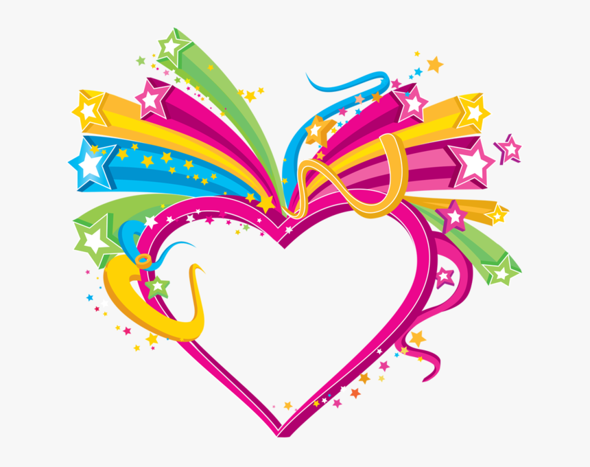 Colorful Hearts And Stars, HD Png Download