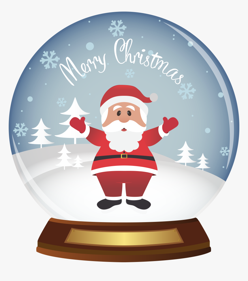 Snowflake Globe Clipart Clip Black And White Library - Merry Christmas Snow Globe, HD Png Download