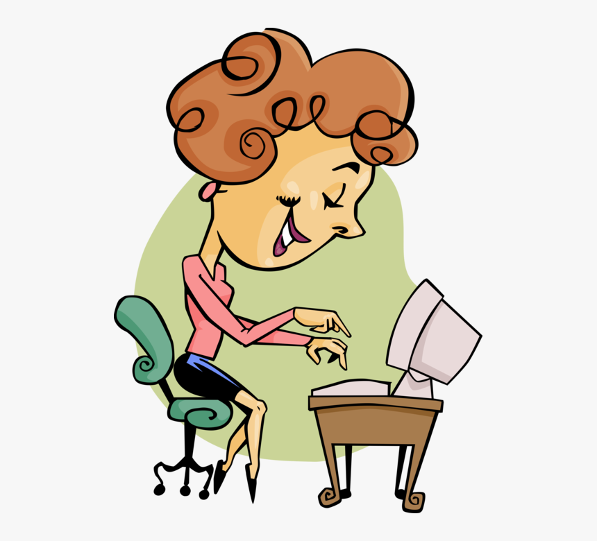 Vector Illustration Of Receptionist Office Worker Typing - Secretary Clipart Png, Transparent Png