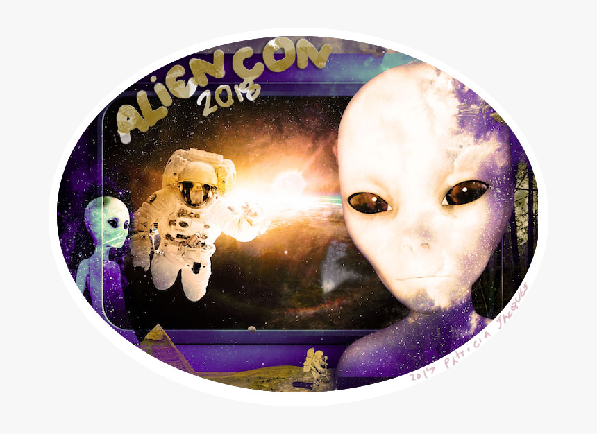 Alien Digital Collage Button Illustration - Alien Con 2018, HD Png Download