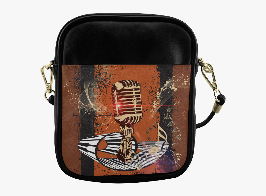 Music, Golden Microphone And Piano Sling Bag - Shoulder Bag Lgbt, HD Png Download
