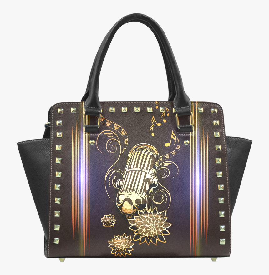 Music, Golden Microphone Rivet Shoulder Handbag - Freddy Krueger Purse, HD Png Download