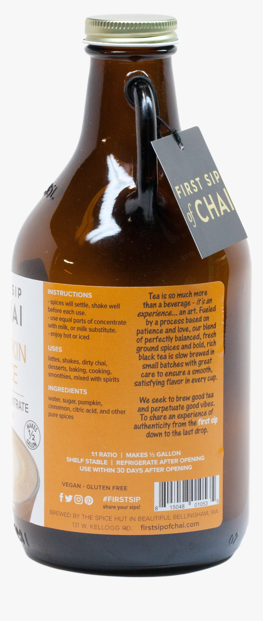 First Sip Of Chai Concentrate - Glass Bottle, HD Png Download