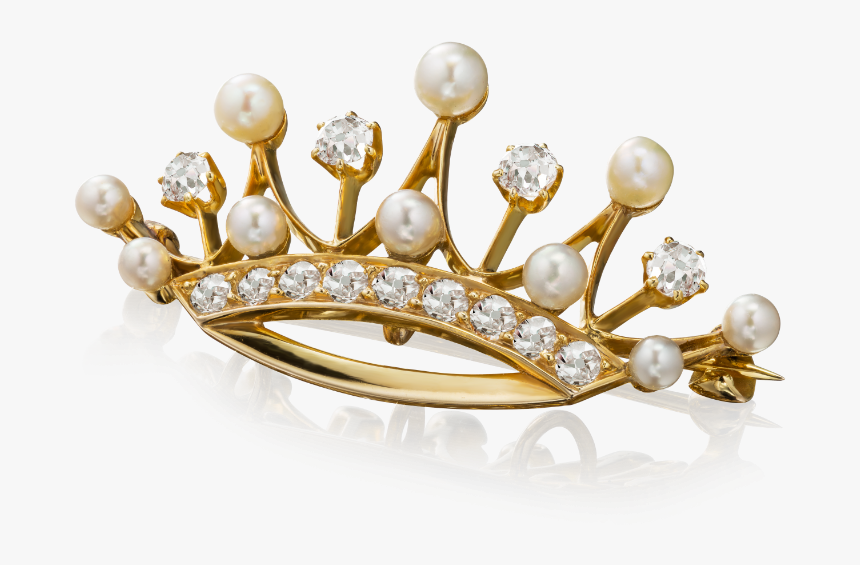 Diamond And Pearl Crown Brooch - Tiara, HD Png Download