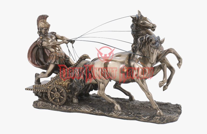 Bronze Roman Chariot Statue , Png Download - Roman Chariot Two Horses, Transparent Png