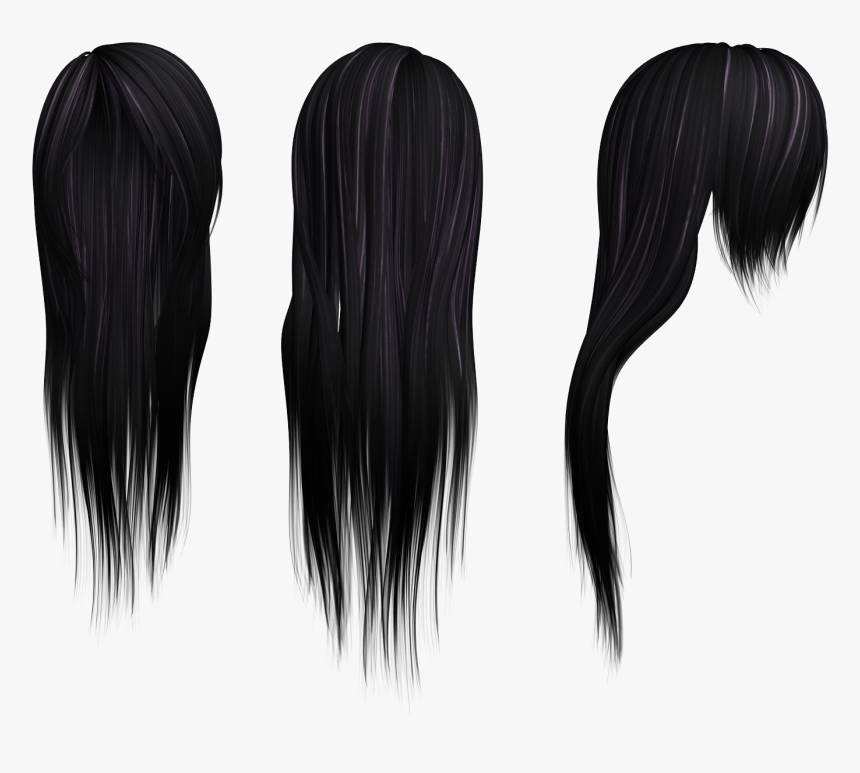 Hair Wig Png - Cabello Negro Liso Png, Transparent Png