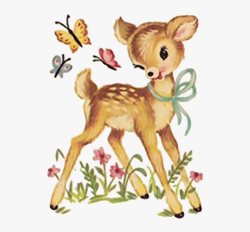 #deer #fawn #vintage #sticker #oktouse #whatsmineisyours - Vintage Nursery Meyercord Decal, HD Png Download