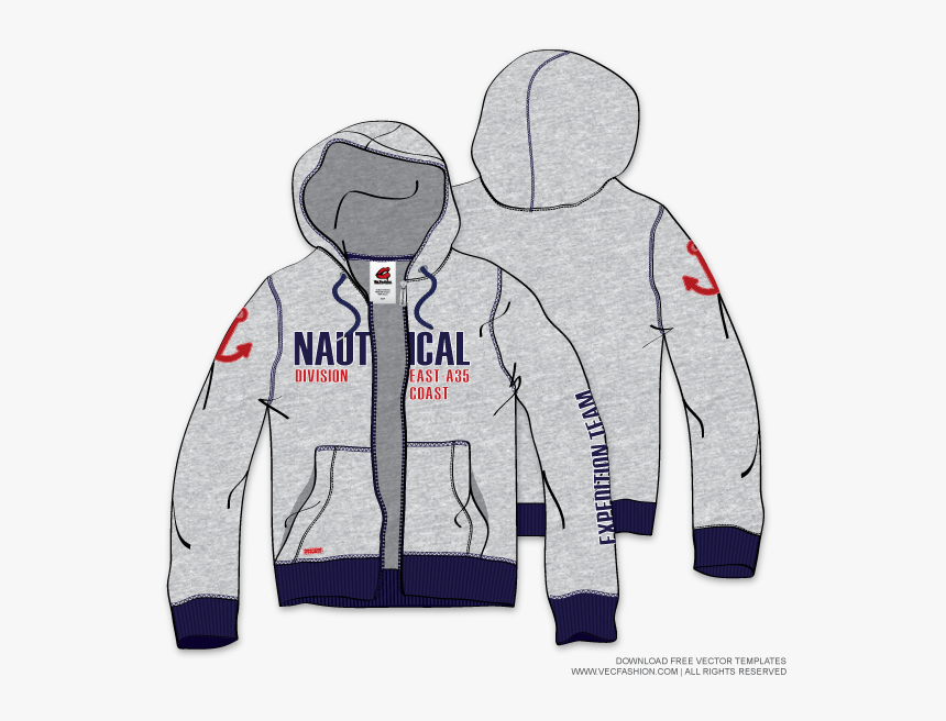 Mens Hoodie Vector Template - Men's Sportswear Cads, HD Png Download