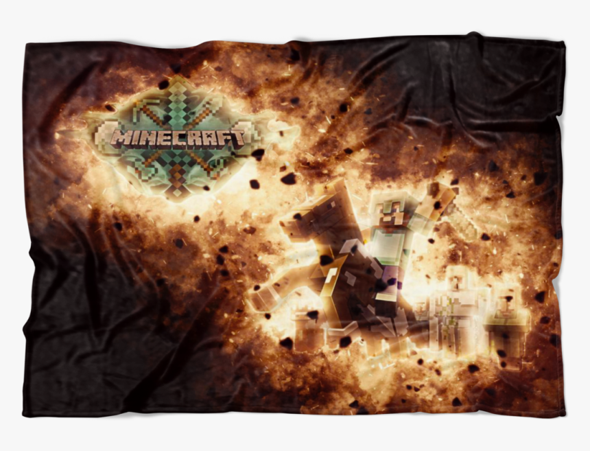 Minecraft Fleece Blanket Steve Diamond Sword Blasting - Linens, HD Png Download