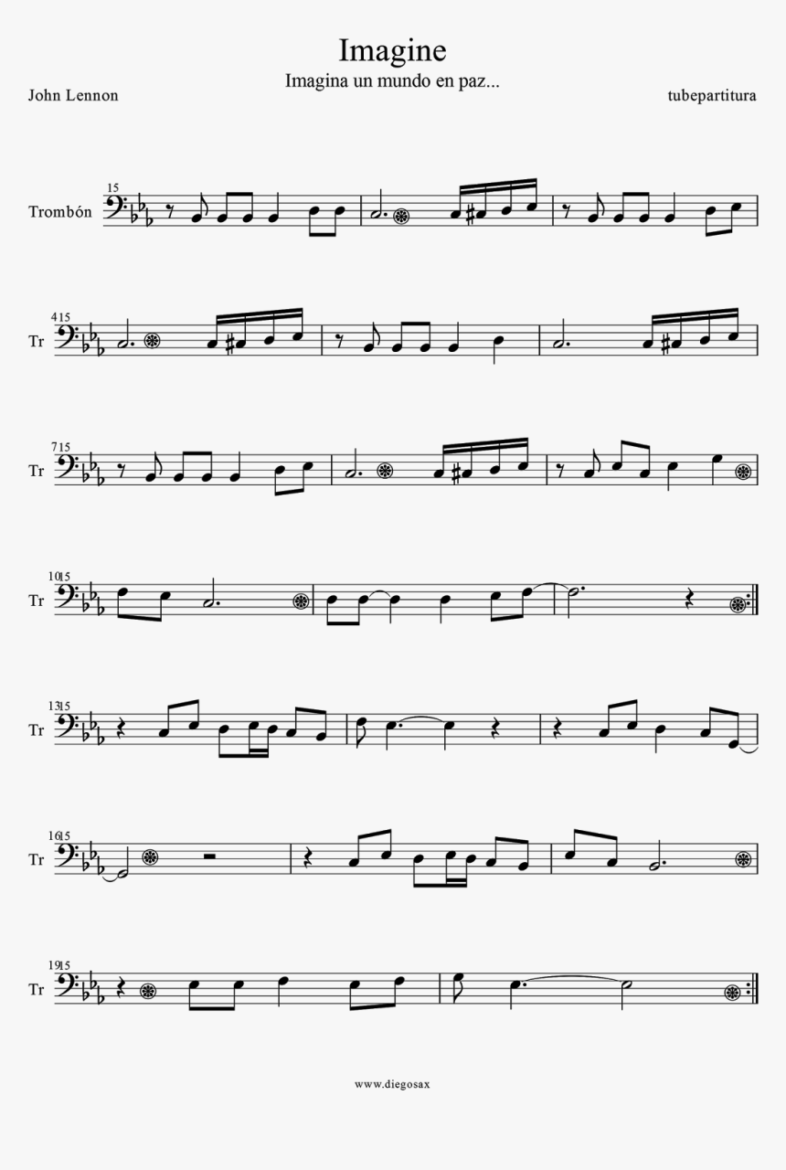Tubescore Sheet Music Imagine For Trombone - Imagine John Lennon Partitura Violin, HD Png Download