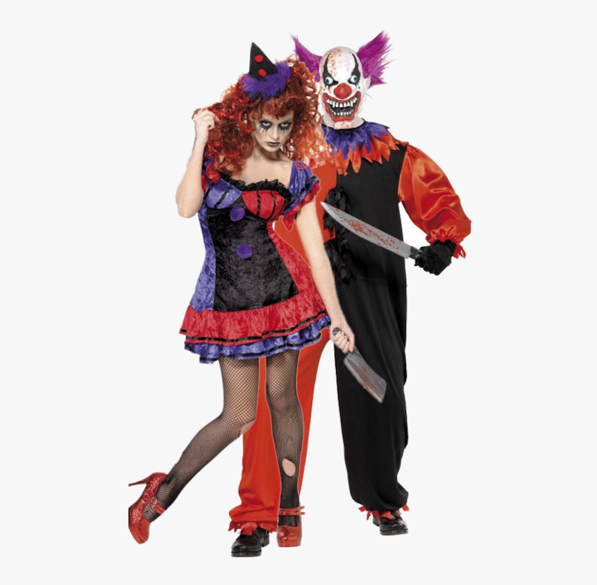 Scary Couple Clown Costumes Serial Killer Costume, HD Png Download