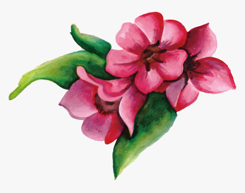 Pink Flowers Png Download - Painted Pink Flower Png, Transparent Png