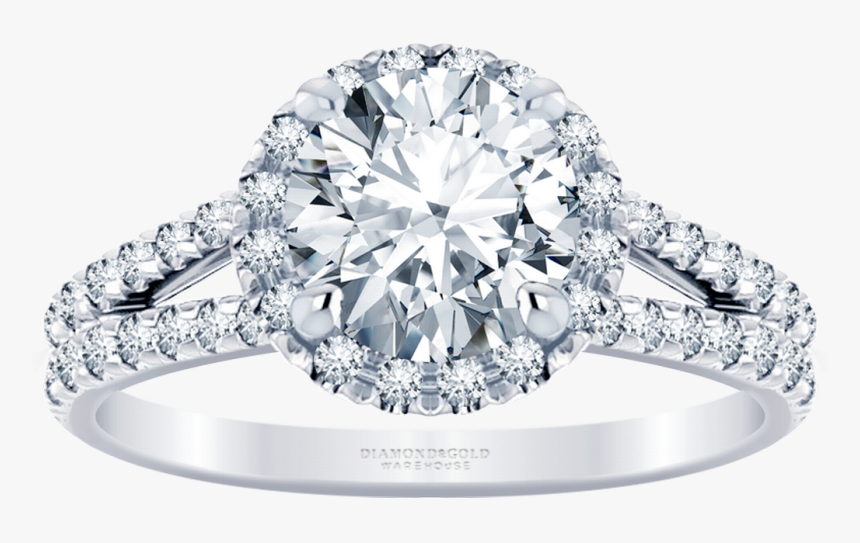 5/8ctw French Set Split Band Halo Engagement Ring Round - Engagement Ring, HD Png Download