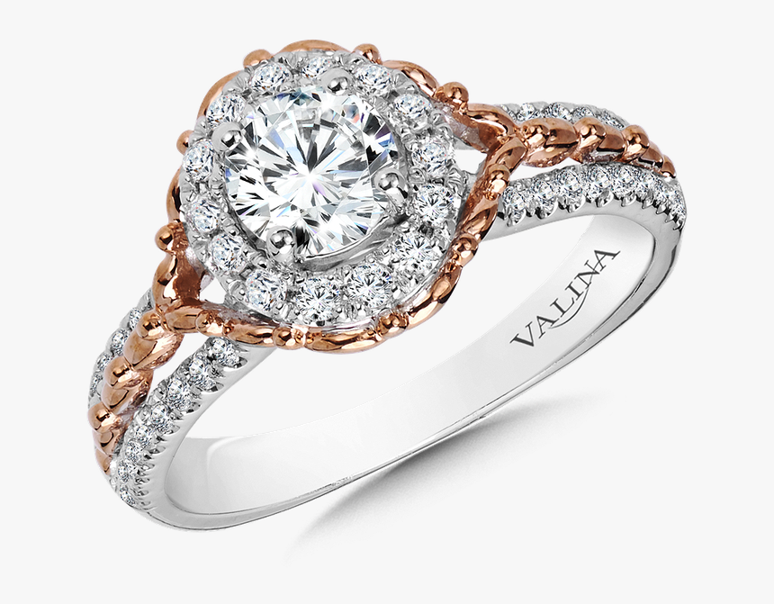 Valina Halo Engagement Ring Mounting In 14k White/rose - Pre-engagement Ring, HD Png Download