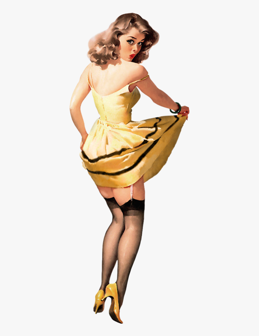 Hd Pin Up Girl In Yellow Dress - Transparent Pin Up Girl, HD Png Download