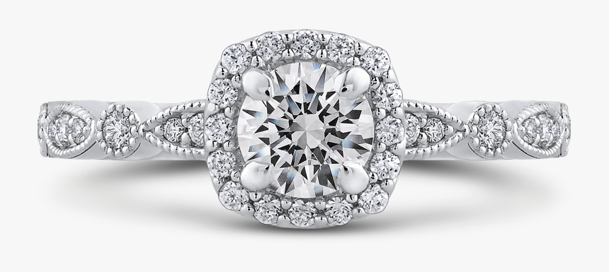 Round Cut Diamond Halo Engagement Ring - Diamond Engagement Rings, HD Png Download