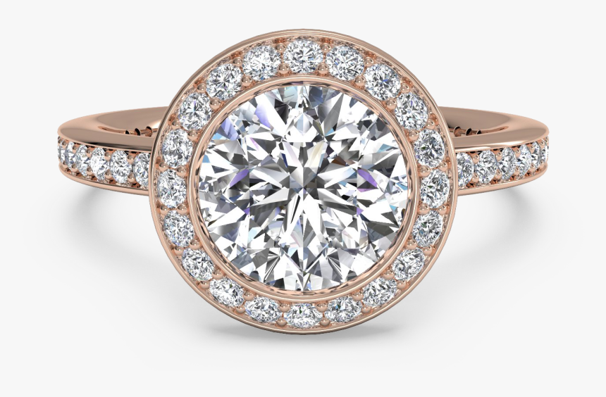 Pink Gold Halo Engagement Rings, HD Png Download