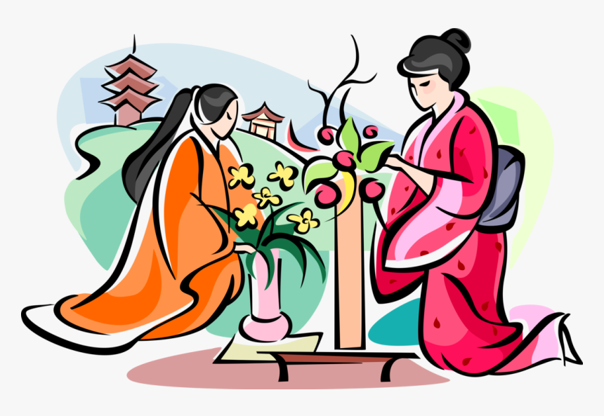 Vector Illustration Of Ikebana Japanese Art Of Flower - Ikebana Clipart, HD Png Download