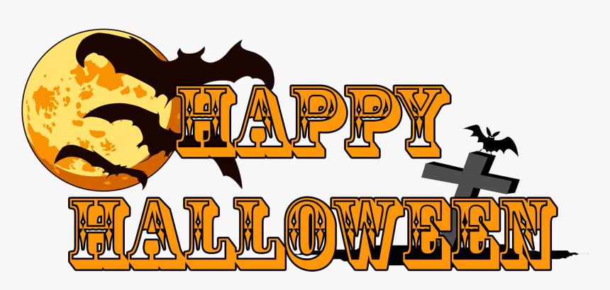 Happy Halloween Moon Bat Png - Illustration, Transparent Png