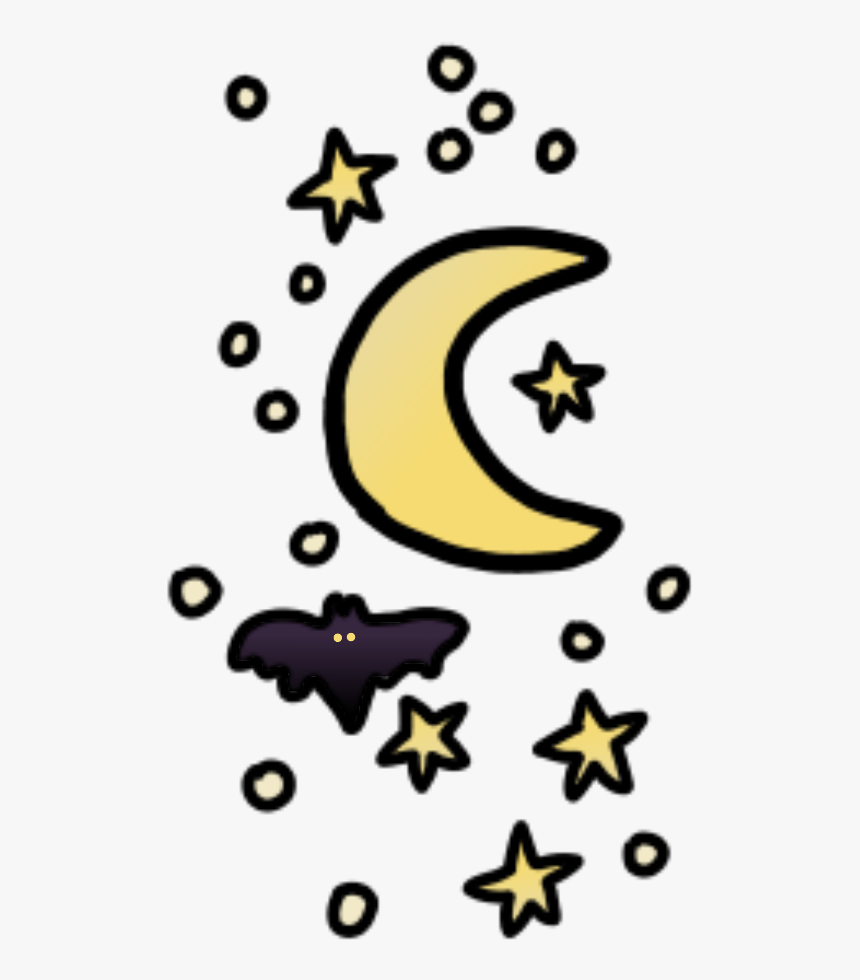 #scary #halloween #bat #moon #star #scarynight #monster - Illustration, HD Png Download
