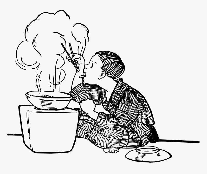 Boy Eats With Chopsticks - Vintage Japanese Drawing, HD Png Download