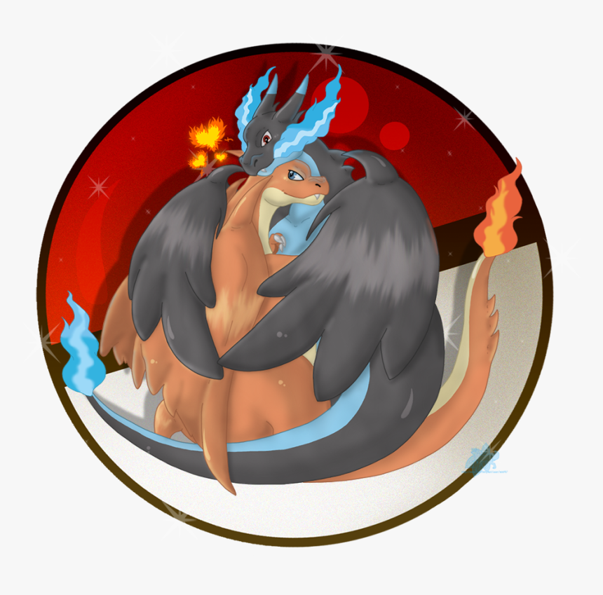 Mega Charizard Hugs - Charizard X Kiss Charizard Y, HD Png Download