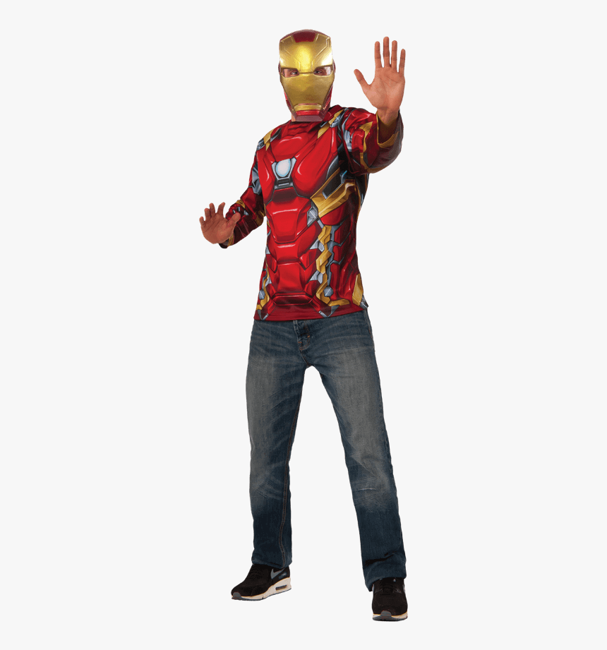 Adult Iron Man Costume Top And Mask Set - Iron Man Mask Rubies Costume, HD Png Download