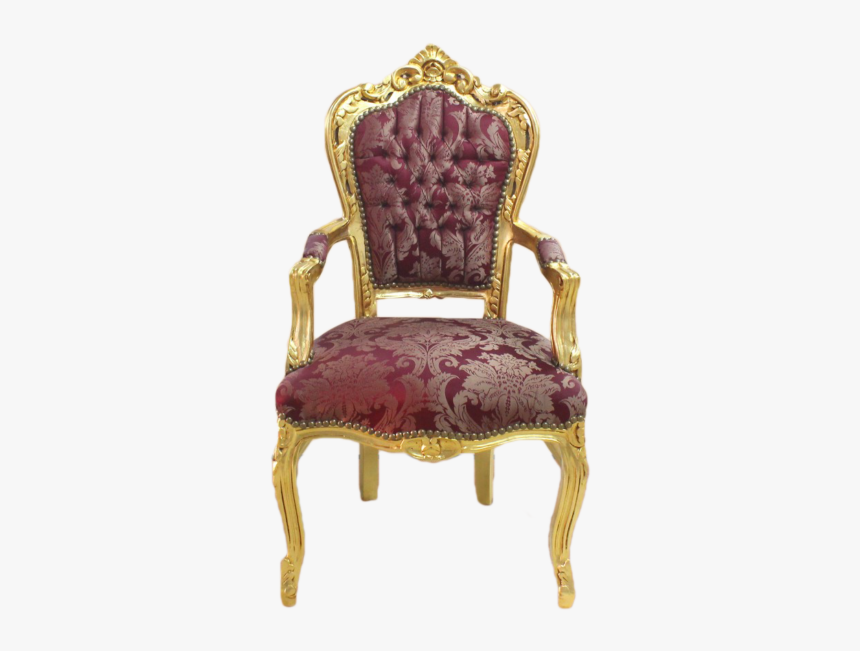 Dining Armchair Gold Frame, Dark Red Royal Flowers - Royal Red Armchair, HD Png Download