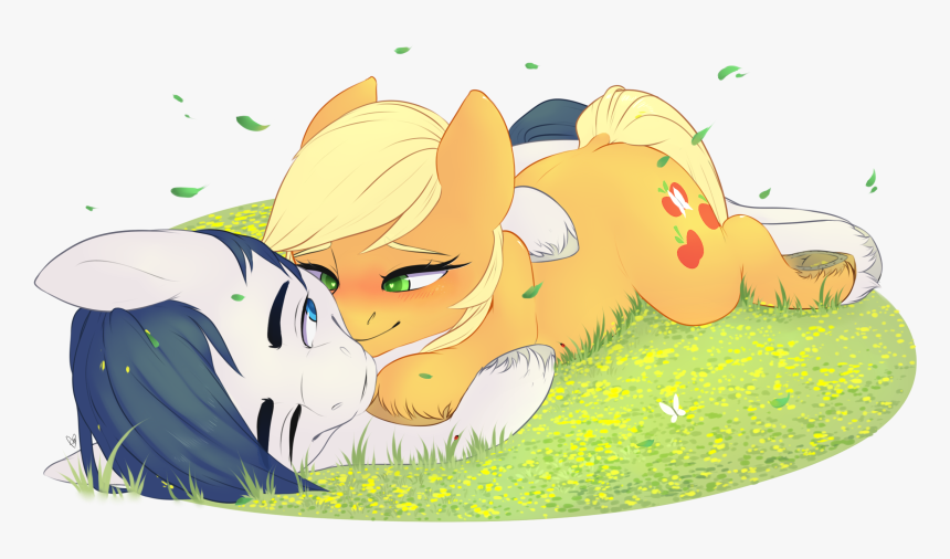 Littlemoshi, Canon X Oc, Cuddling, Everjack, Grass, - Cartoon, HD Png Download