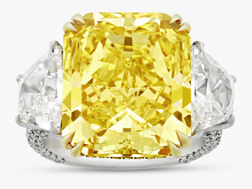 Natural Fancy Intense Yellow Diamond Ring, - Engagement Ring, HD Png Download