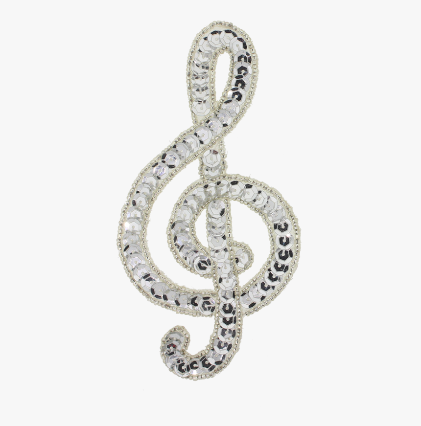 Music Note Clef Beaded & Sequin Applique - Body Jewelry, HD Png Download