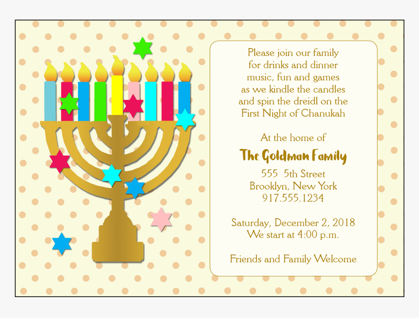 Hanukkah Party Invitation, HD Png Download