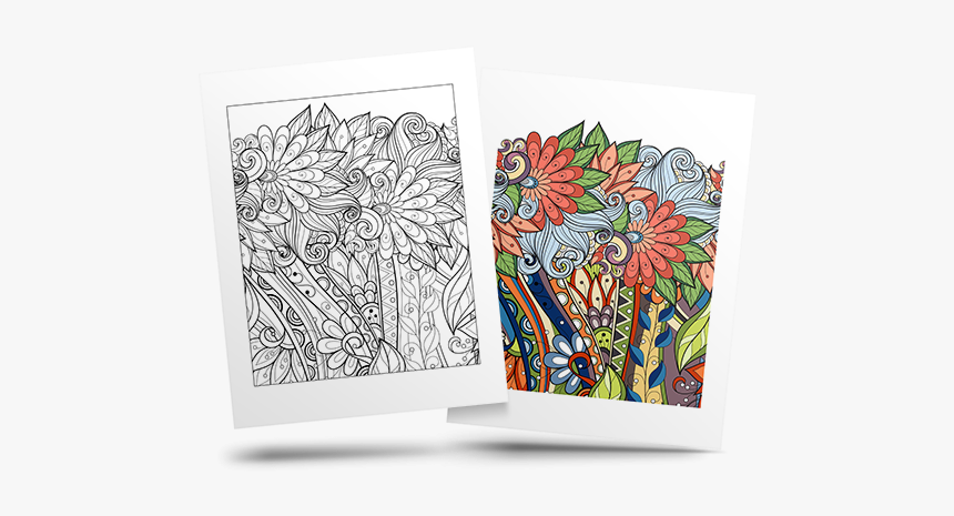 Free Flower Adult Coloring Page - Paisley, HD Png Download