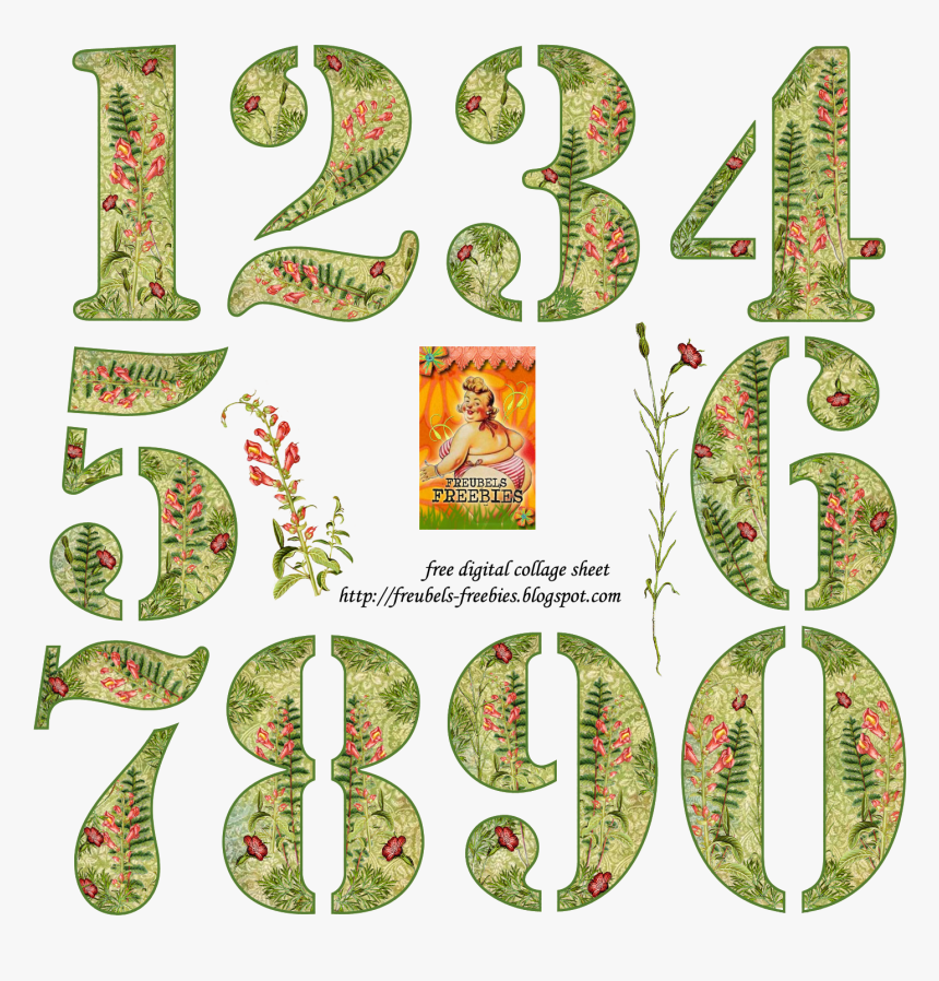 Free Digital Collage Sheet Flower Numbers, HD Png Download