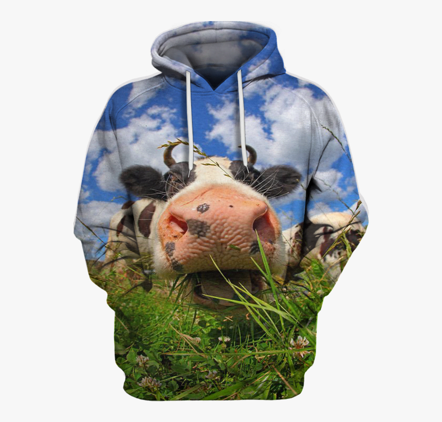 3d All Over Print Lovely Cow Face Shirt - Hoodie, HD Png Download