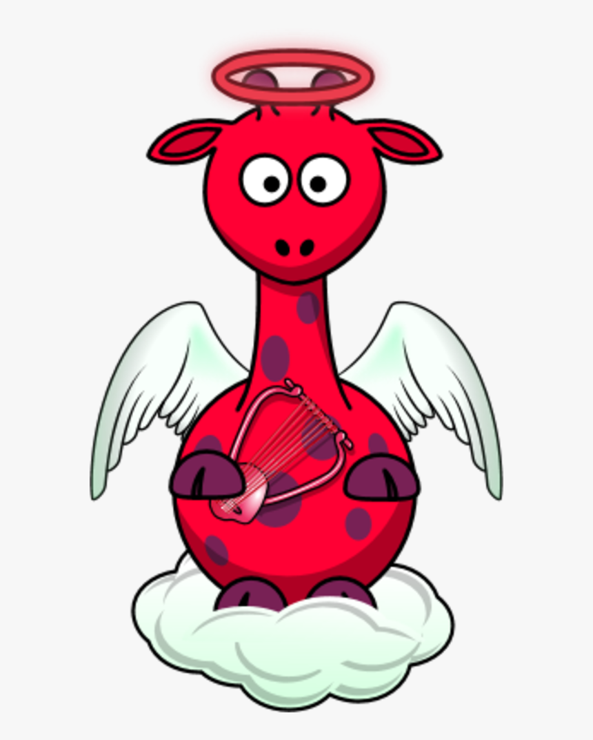 Giraffe Angle Wings Cloud Holding A Harp - Cartoon Wings, HD Png Download