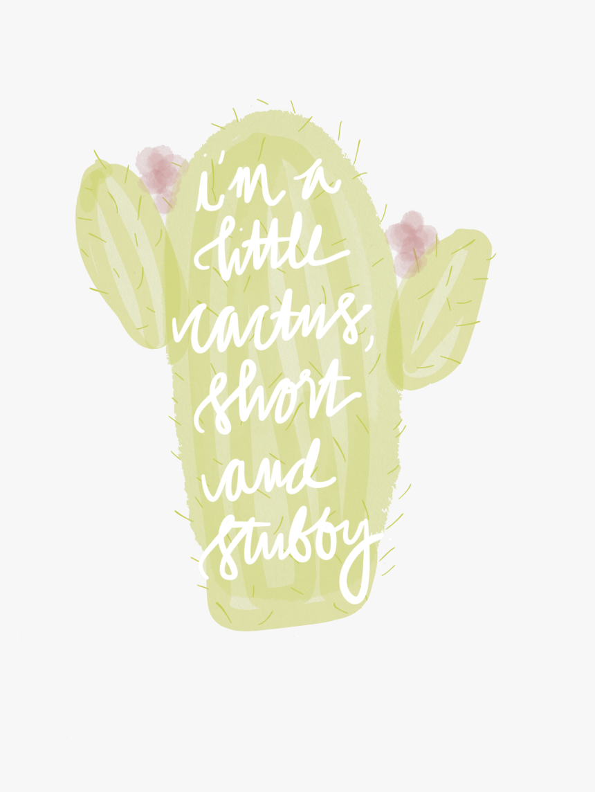 Cute Cactus Watercolor Calligraphy Print - Cartoon, HD Png Download