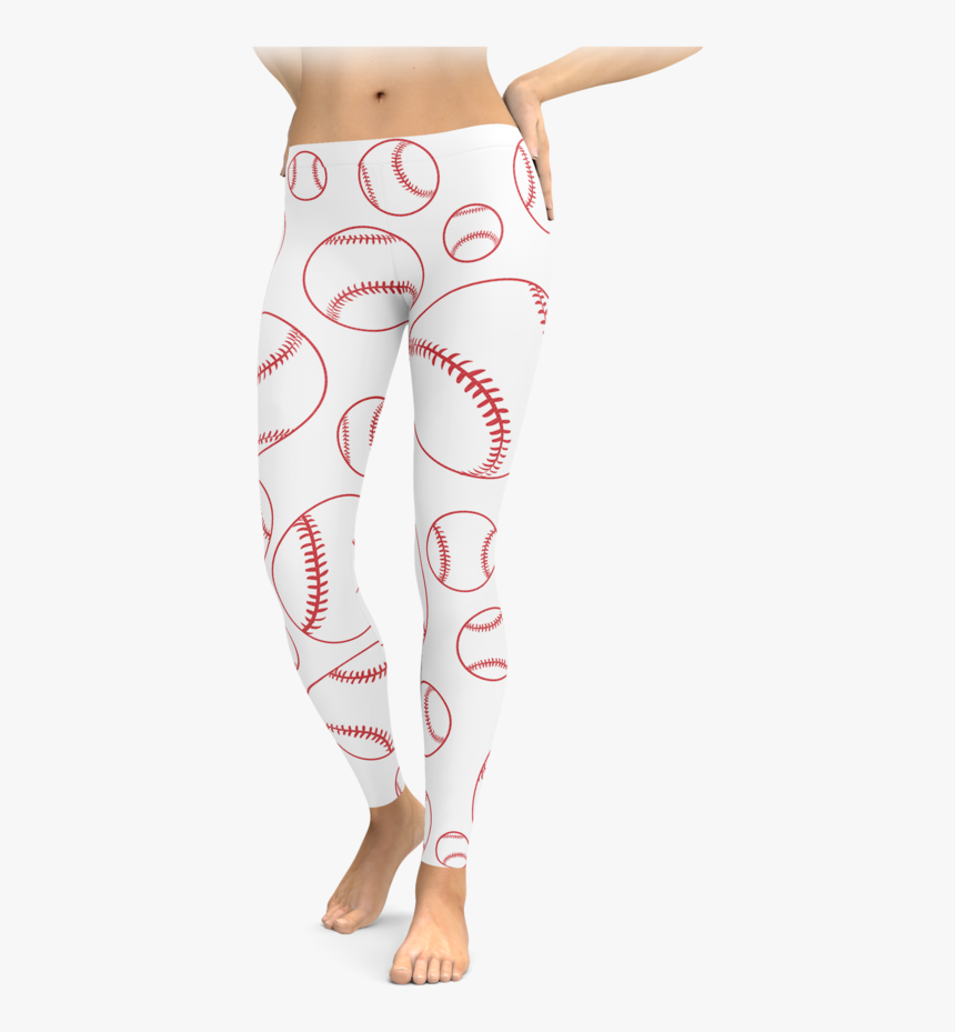 White Large Baseball Outline Leggings - Leggings, HD Png Download