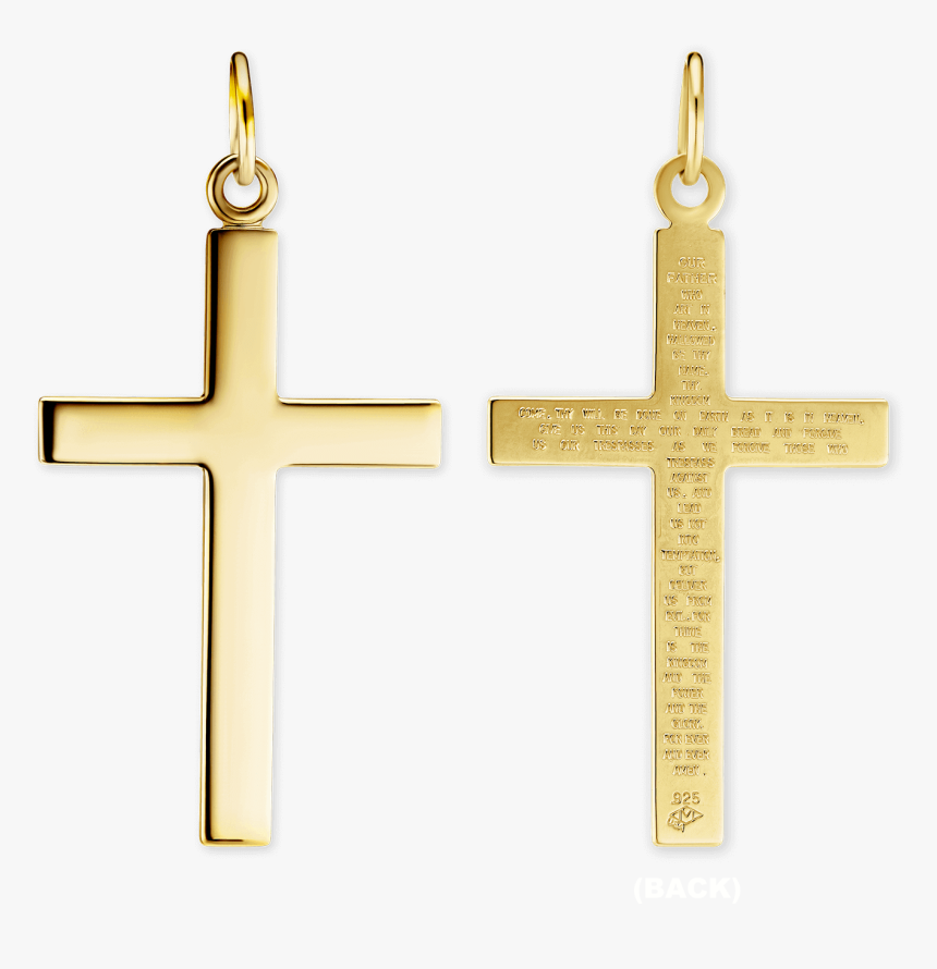 14k Gold Cross Pendant With Lord S Prayer - Cross, HD Png Download