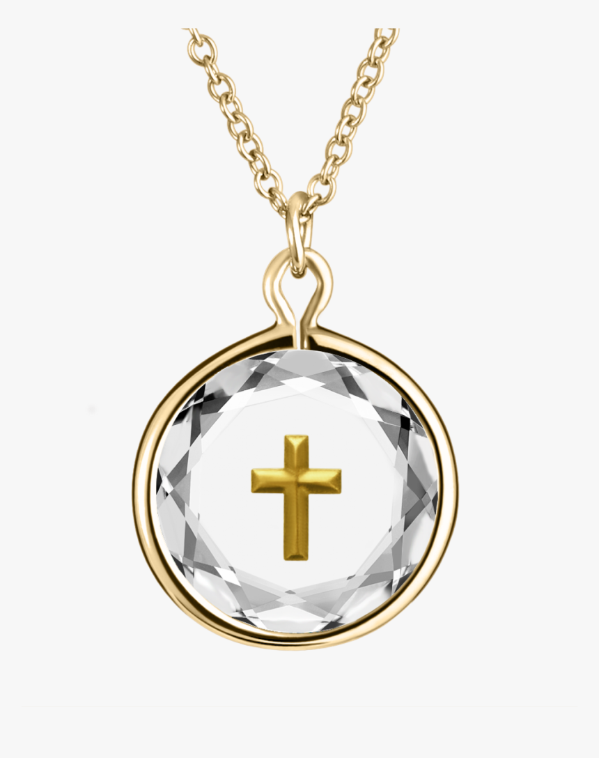 Cross Pendant White Swarovski Crystal With Gold Enamel - Pendant, HD Png Download